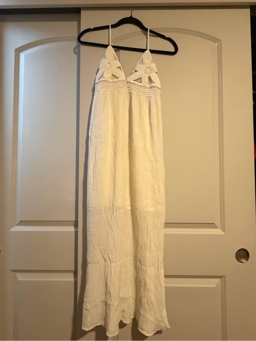 Love Tree Cream Crochet-Detail Maxi Dress